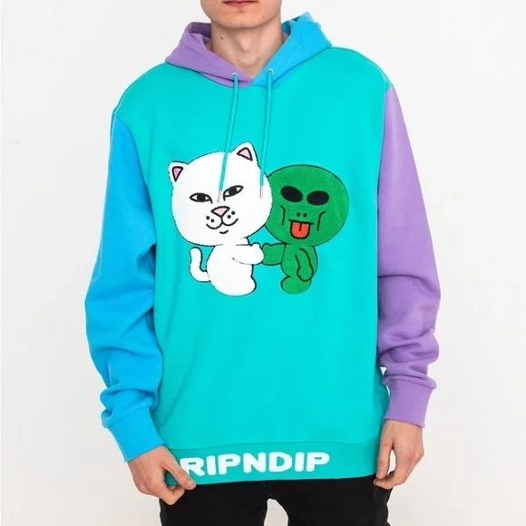 RIPNDIP Men’s Buddy System Color Block Hoodie size: Small - Picture 1 of 10